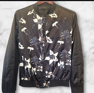 Zara Men's Black Floral Bomber Jacket (SIZE:Large )